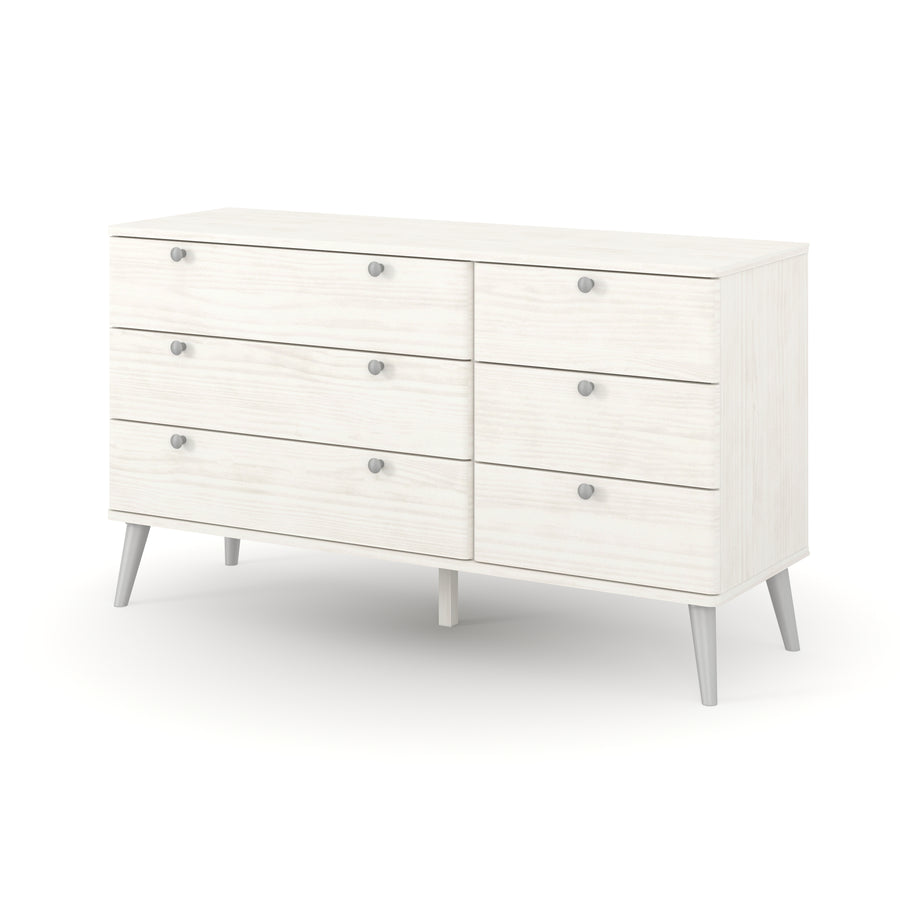 Augusta Curve 3+3 Drawer Wide Chest White Silver (DHD) Image 1