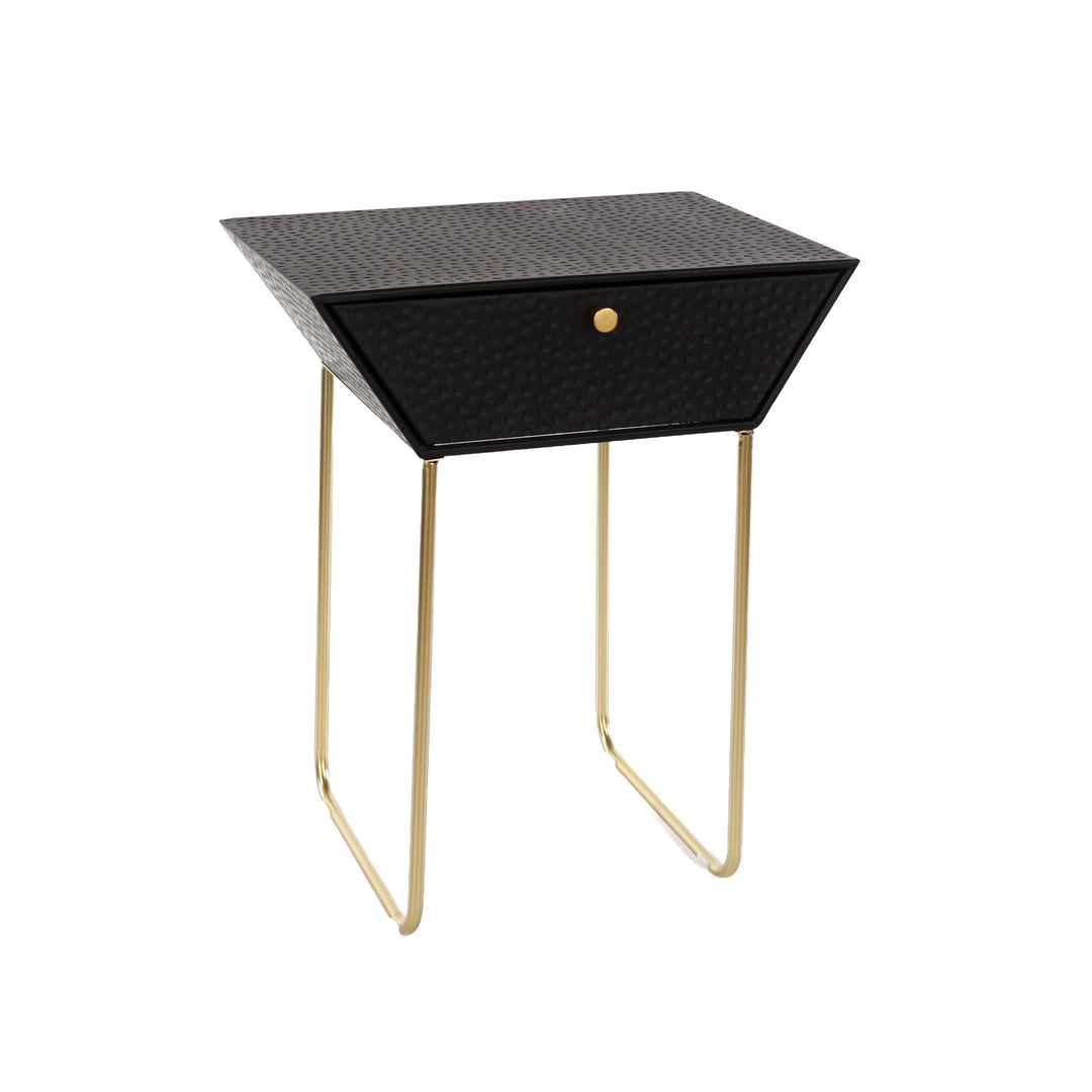 Options Apollo Metal 1 Drawer Bedside Cabinet, Black With Gold Handle And Legs Black Gold (Self Assembly) (DHD)