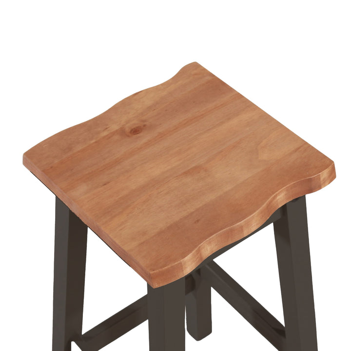 Corona Black Live Edge High Breakfast Stools (Pair) Black Antique Waxed Pine (DHD) Image 3