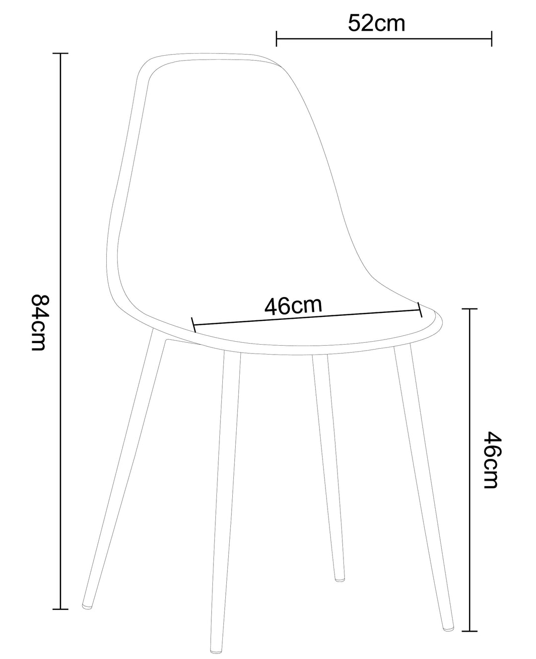 Aspen Curve Chair, White Plastic Seat With Black Metal Legs (Pair) White Black (DHD) Image 3