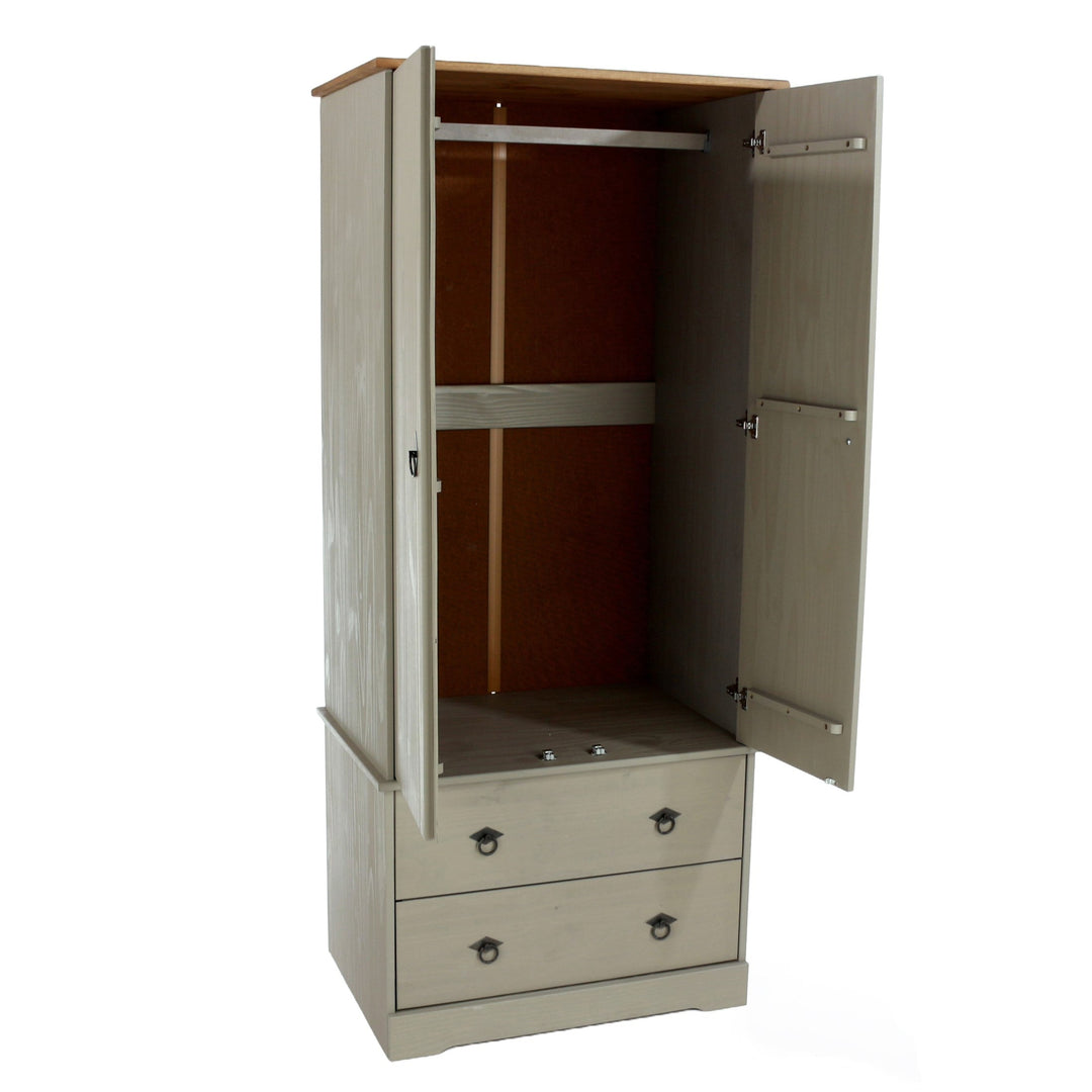 Corona Classic 2 Door, 2 Drawer Wardrobe Grey Antique (Self Assembly) (DHD)