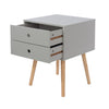 Options Grey Scandia, 2 Drawer & Wood Legs Bedside Cabinet  Grey Pine (DHD) Image 4