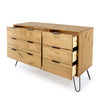 Augusta Pine 3+3 Drawer Wide Chest Of Drawers  Antique Waxed Pine Black (DHD) Image 4
