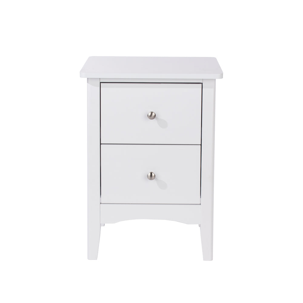 Como White 2 Drawer Bedside Cabinet  White  (DHD) Image 2