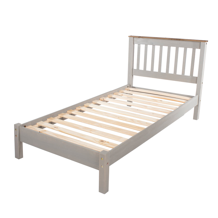 Corona Grey 3'0" Slatted Lowend Bedstead Grey Wax Antique Waxed Pine (DHD) Image 1
