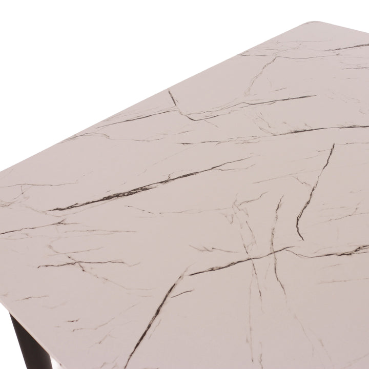 Aspen Rectangular Dining Table, White Marble Effect Foiled Top And 4 X Upholstered Chair Set  White Grey (DHD) Image 4