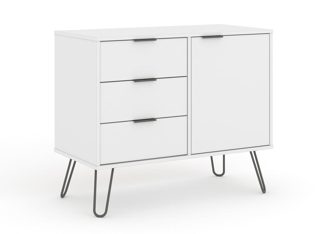 Augusta White Small Sideboard With 1 Door, 3 Drawers White    (DHD) Image 3