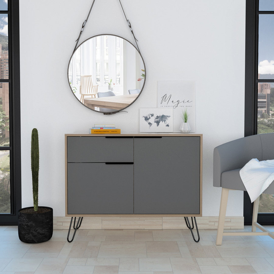 Vegas Small Sideboard With 2 Doors And Drawer Bleached Oak Grey (DHD) Image 4