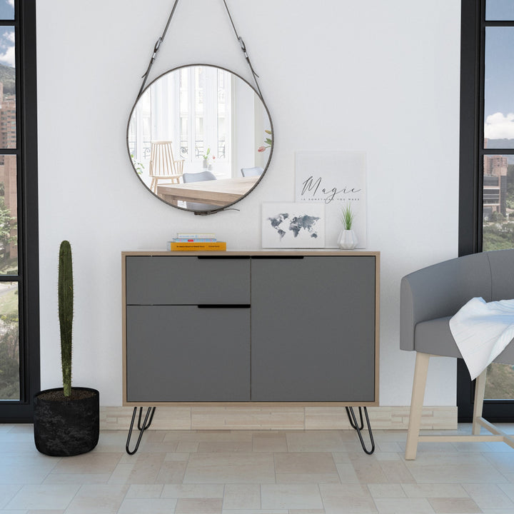 Vegas Small Sideboard With 2 Doors And Drawer Bleached Oak Grey (DHD) Image 4