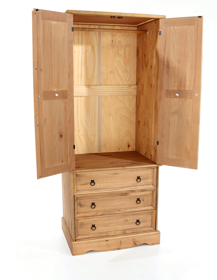 Corona 2 Door, 3 Drawer Wardrobe Antique Waxed Pine  (DHD) Image 5