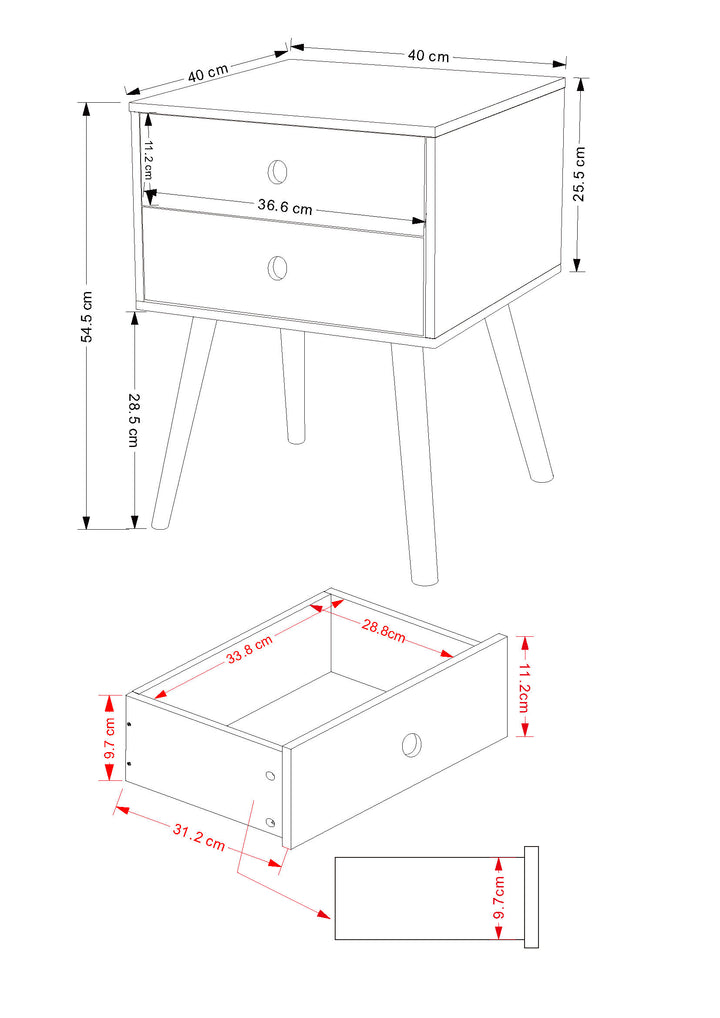 Options White Scandia, 2 Drawer & Wood Legs Bedside Cabinet  White Pine (DHD) Image 6