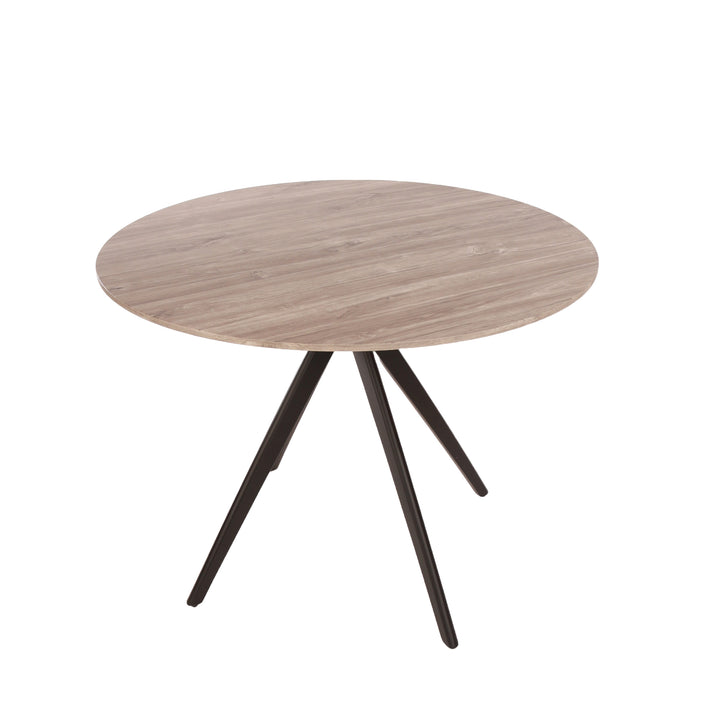 Aspen Round Dining Table, Grey Oak Effect Top With Black Pedestal Leg Frame  Grey Oak Black (DHD) Image 1
