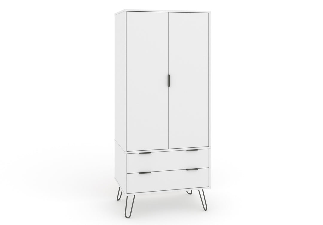 Augusta White 2 Door, 2 Drawer Wardrobe White    (DHD) Image 3