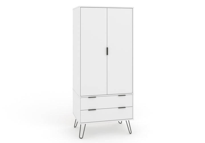 Augusta White 2 Door, 2 Drawer Wardrobe White    (DHD) Image 3