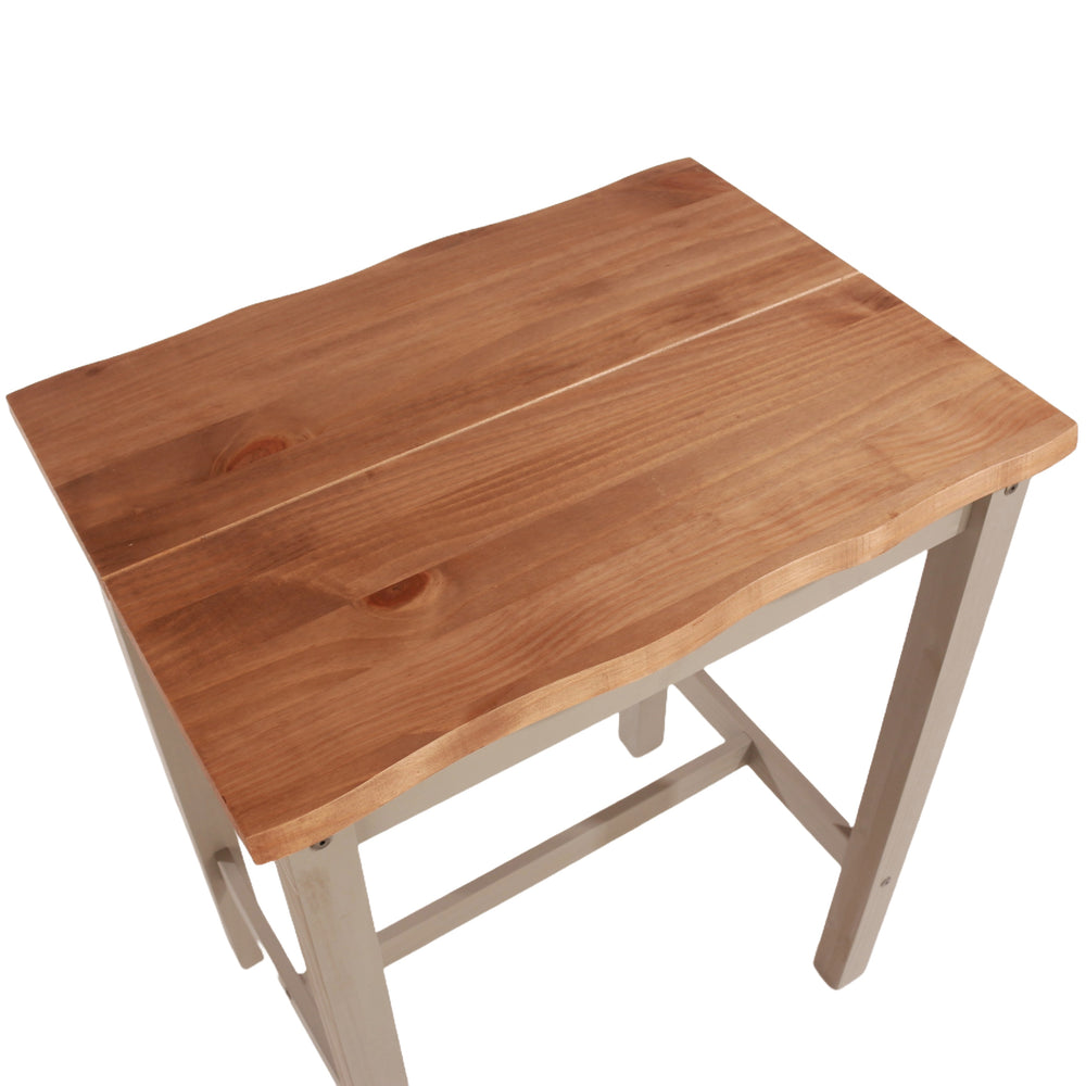 Corona Grey Live Edge Small Rectangular High Breakfast Bar Table & 2 Bar Stool Set Grey Antique Waxed Pine (DHD) Image 2