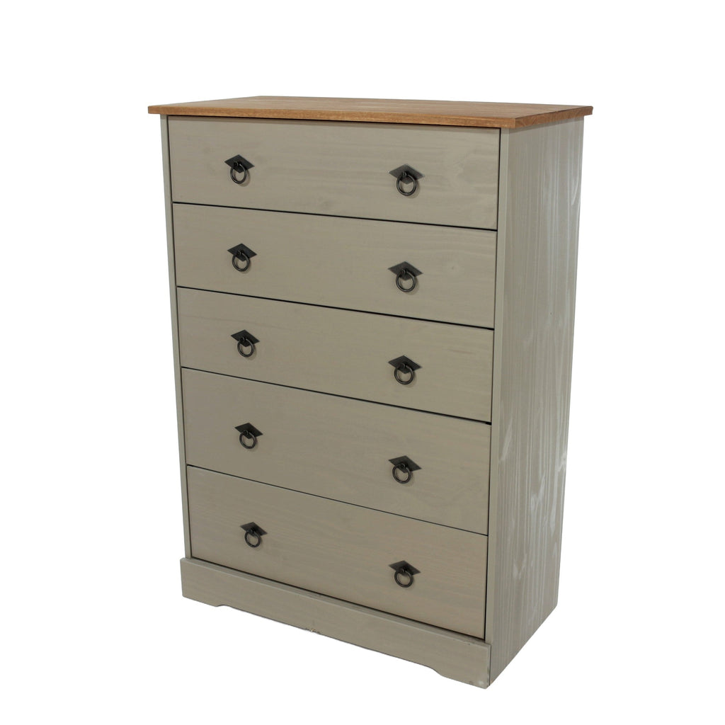Corona Classic 5 Drawer Chest Of Drawers Grey Antique (Self Assembly) (DHD)