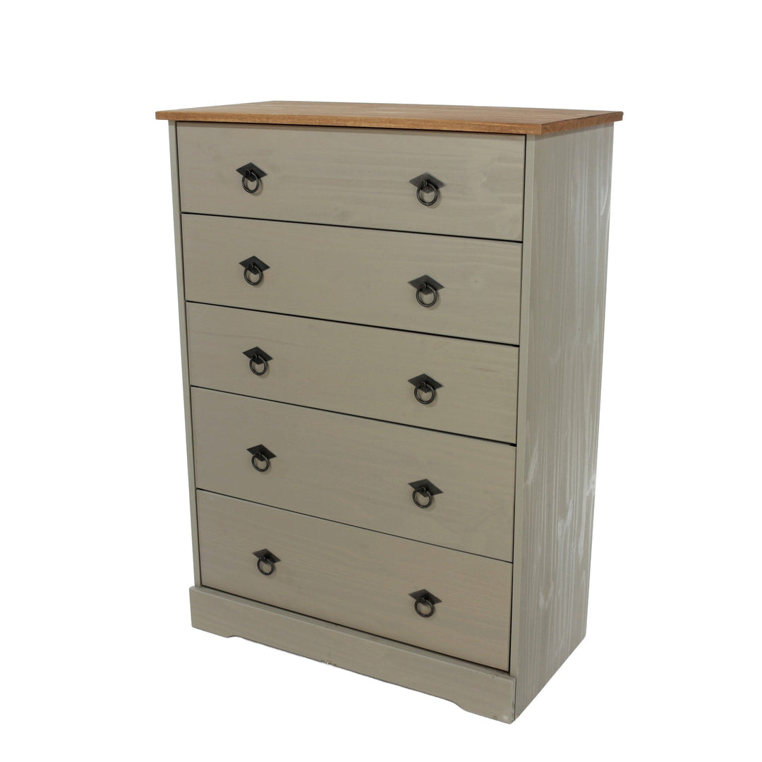 Corona Classic 5 Drawer Chest Of Drawers Grey Antique (Self Assembly) (DHD)