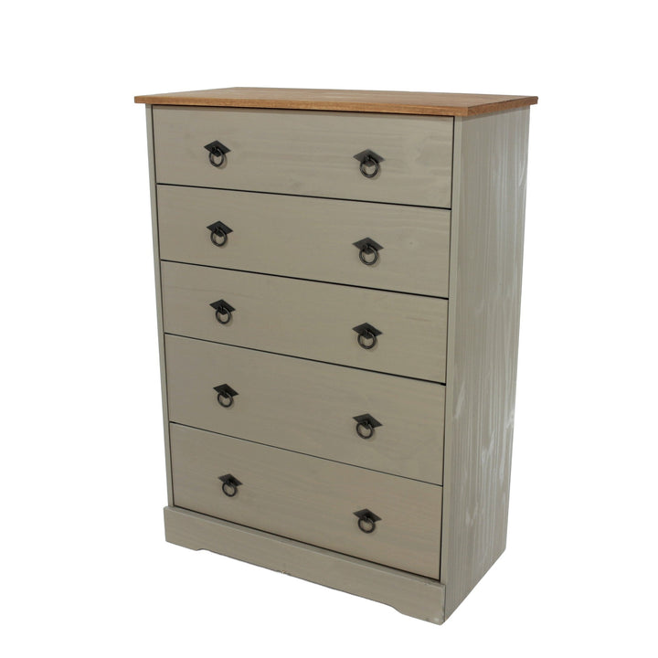 Corona Classic 5 Drawer Chest Of Drawers Grey Antique (Self Assembly) (DHD)