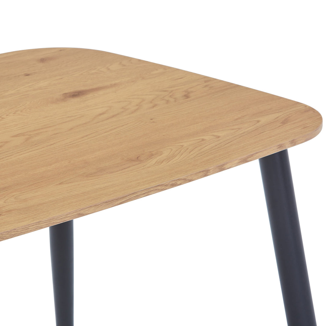 Aspen Rectangular Dining Table, Light Oak Effect Top With Black Tapered Legs  Oak Black (Self Assembly) (DHD)