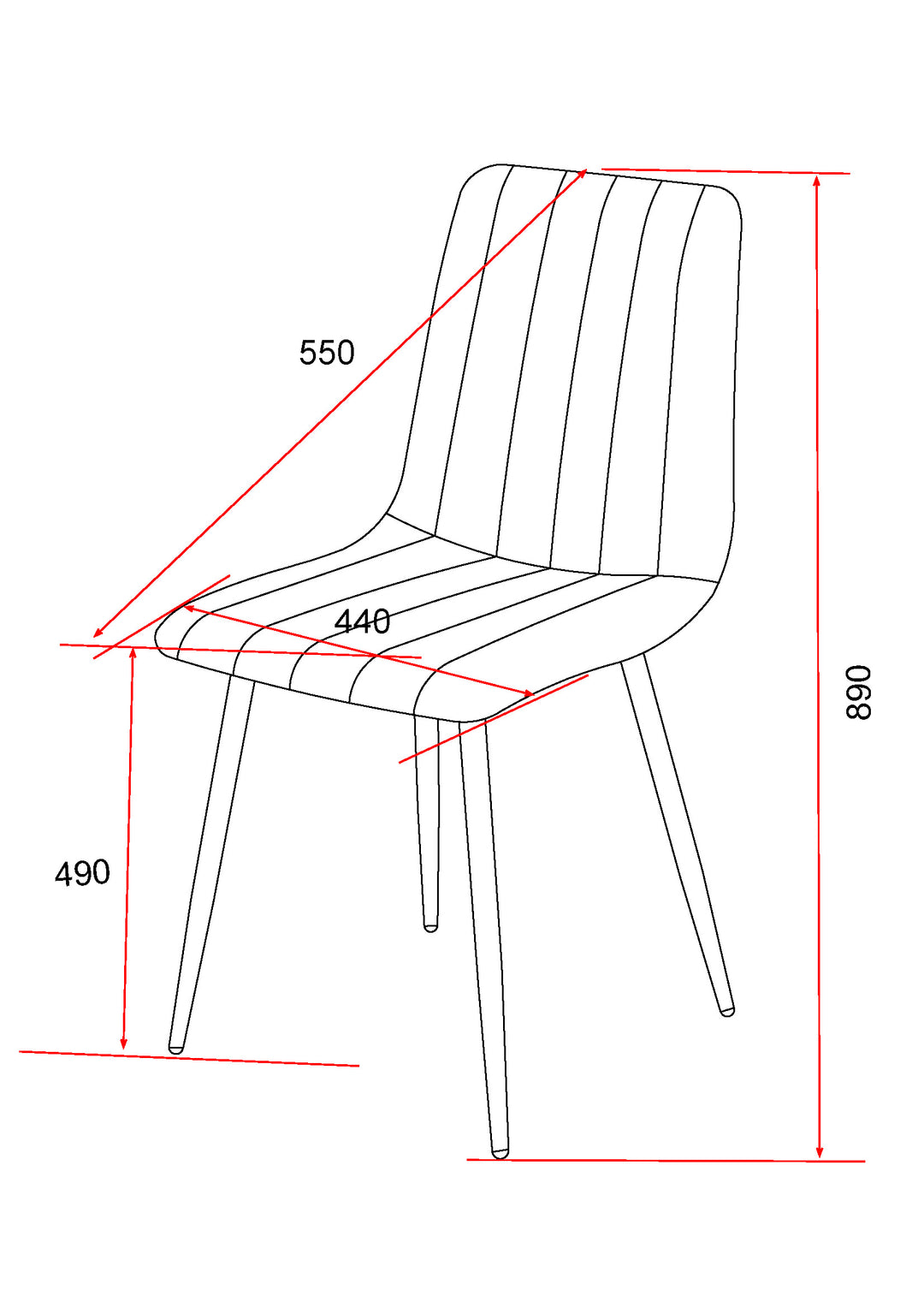 Aspen Straight Stitch Grey Dining Chair, Black Tapered Legs (Pair) Grey Black (DHD) Image 6
