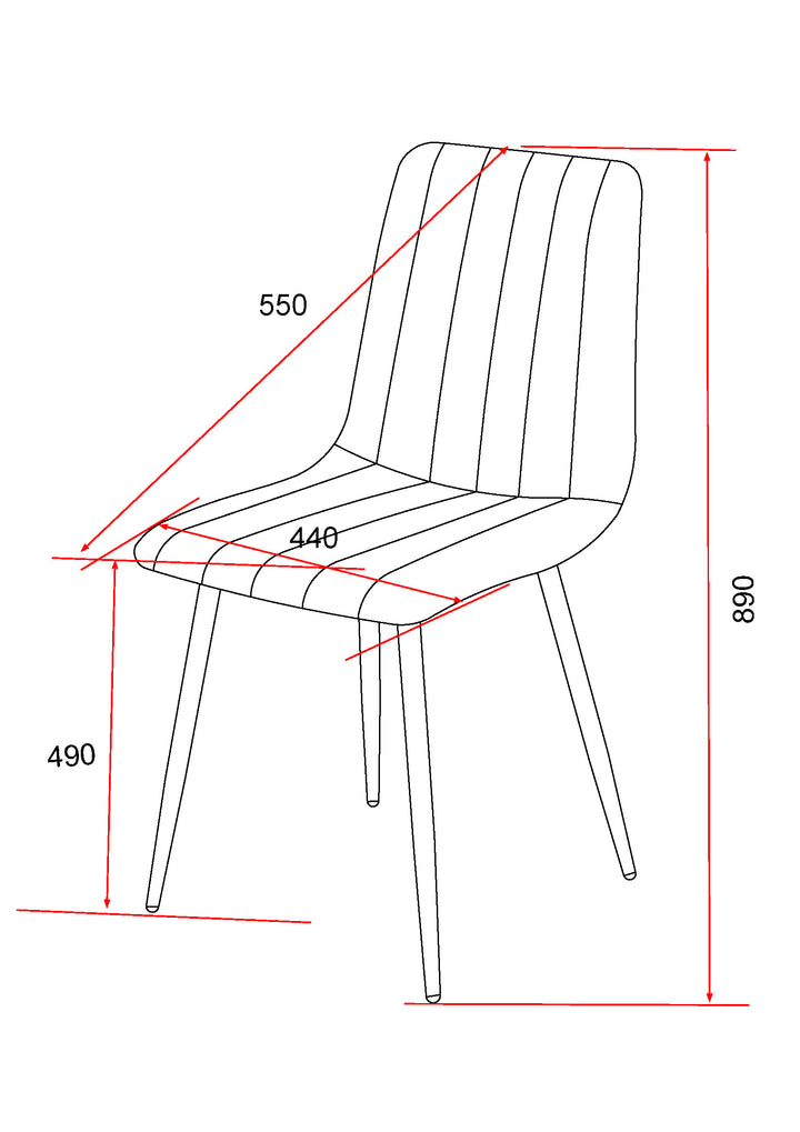 Aspen Straight Stitch Grey Dining Chair, Black Tapered Legs (Pair) Grey Black (DHD) Image 6