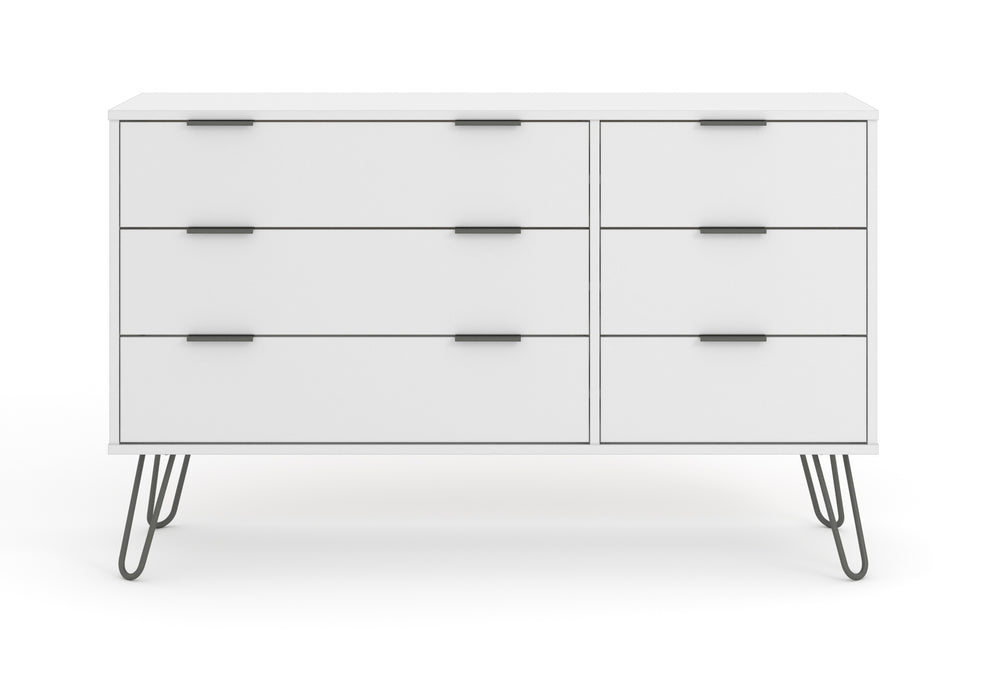 Augusta White 3+3 Drawer Wide Chest Of Drawers White    (DHD) Image 2