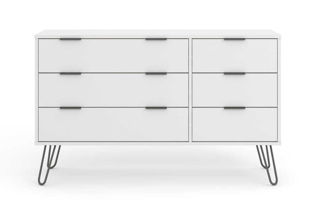 Augusta White 3+3 Drawer Wide Chest Of Drawers White    (DHD) Image 2