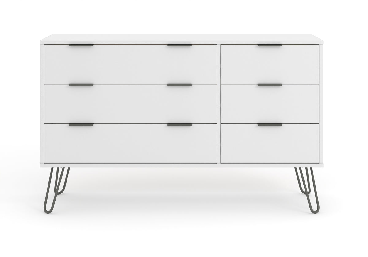Augusta White 3+3 Drawer Wide Chest Of Drawers White    (DHD) Image 2