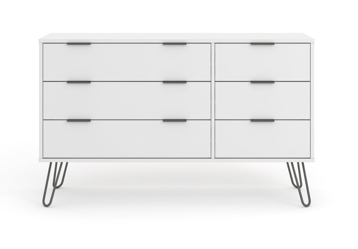 Augusta White 3+3 Drawer Wide Chest Of Drawers White    (DHD) Image 2