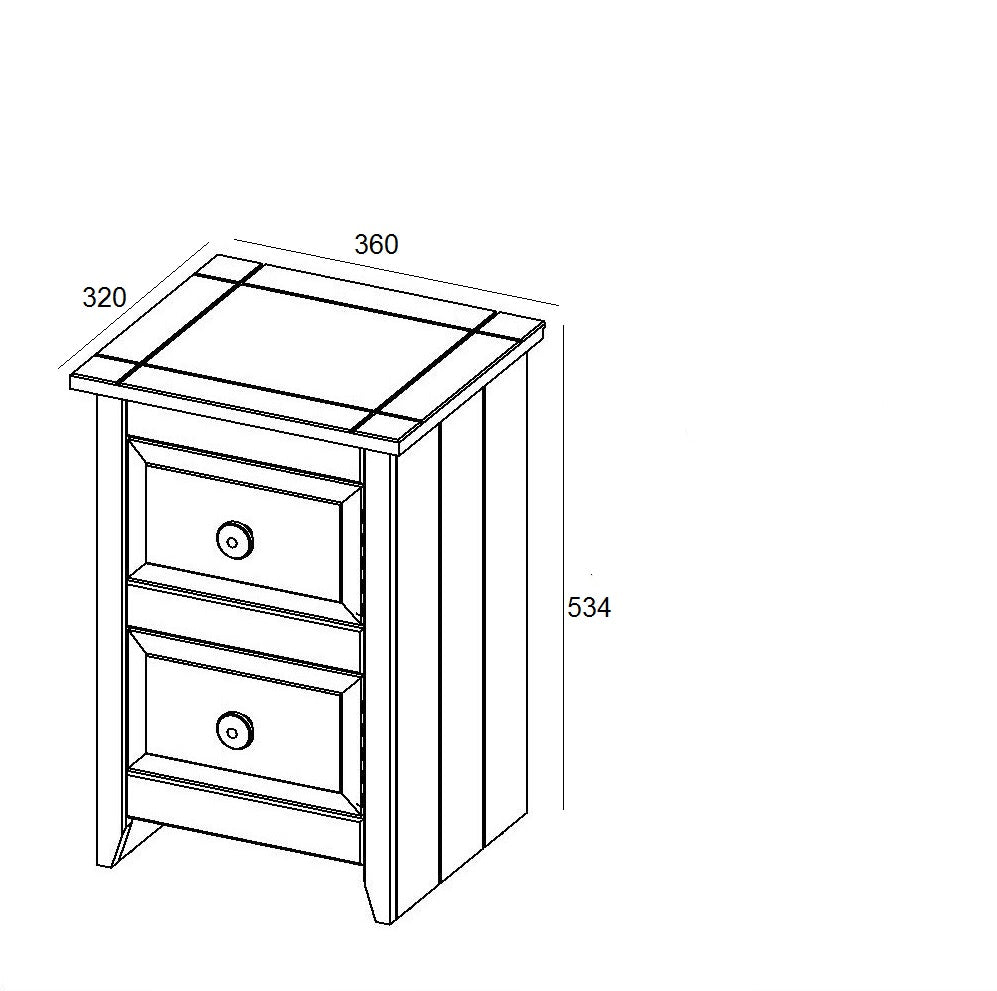 Capri 2 Drawer Petite Bedside Cabinet White Antique Waxed Pine (DHD) Image 5
