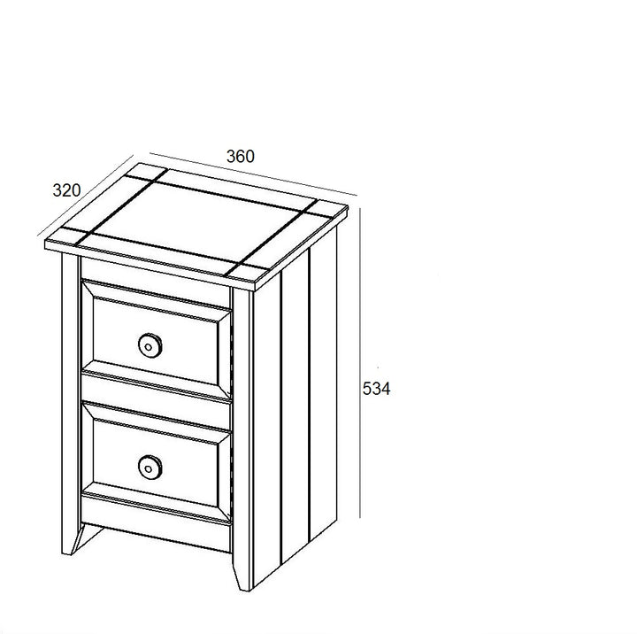 Capri 2 Drawer Petite Bedside Cabinet White Antique Waxed Pine (DHD) Image 5