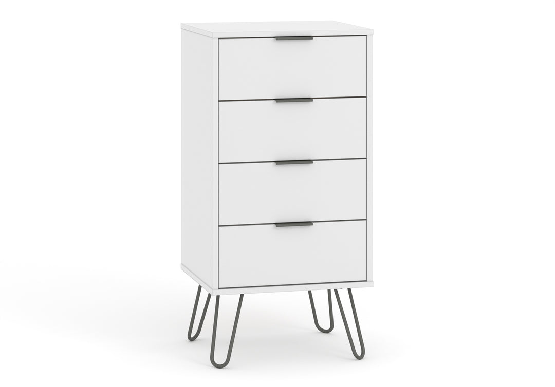 Augusta White 4 Drawer Narrow Chest Of Drawers White    (DHD) Image 3