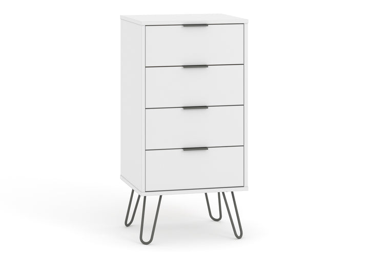 Augusta White 4 Drawer Narrow Chest Of Drawers White    (DHD) Image 3