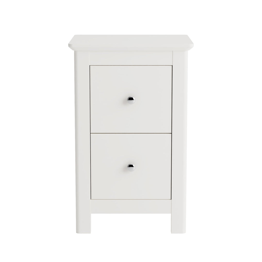 Nairn White 2 Drawer Petite Bedside Cabinet White  (Self Assembly) (DHD)