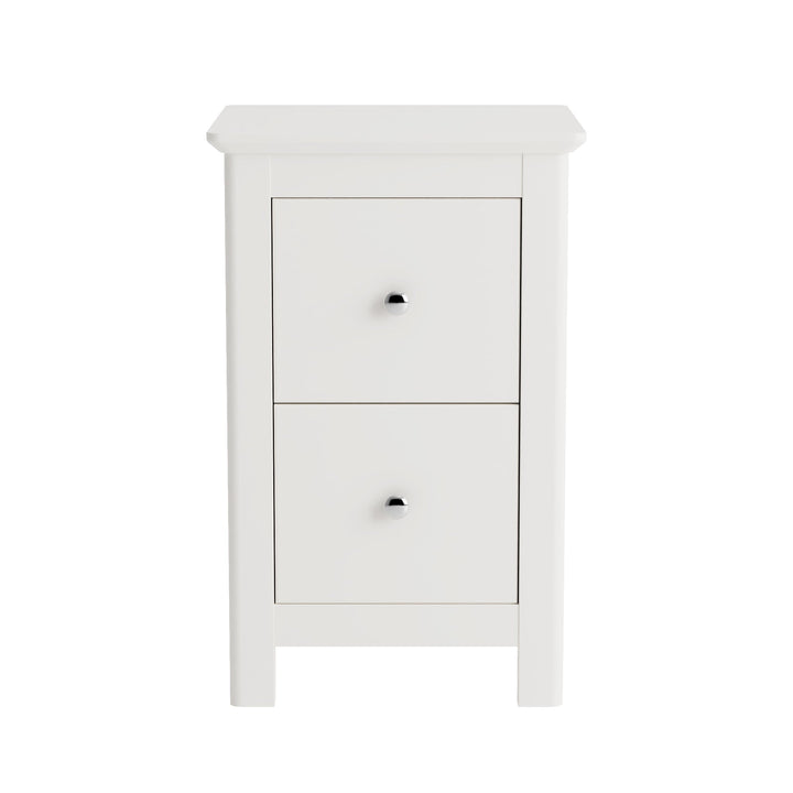 Nairn White 2 Drawer Petite Bedside Cabinet White  (Self Assembly) (DHD)