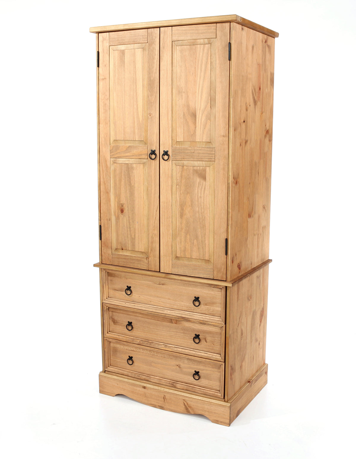 Corona 2 door 3 drawer wardrobe in antique waxed pine