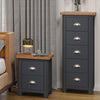 Dunkeld 5 Drawer Narrow Chest Midnight Blue Antique Oak Effect Wax (DHD) Image 4