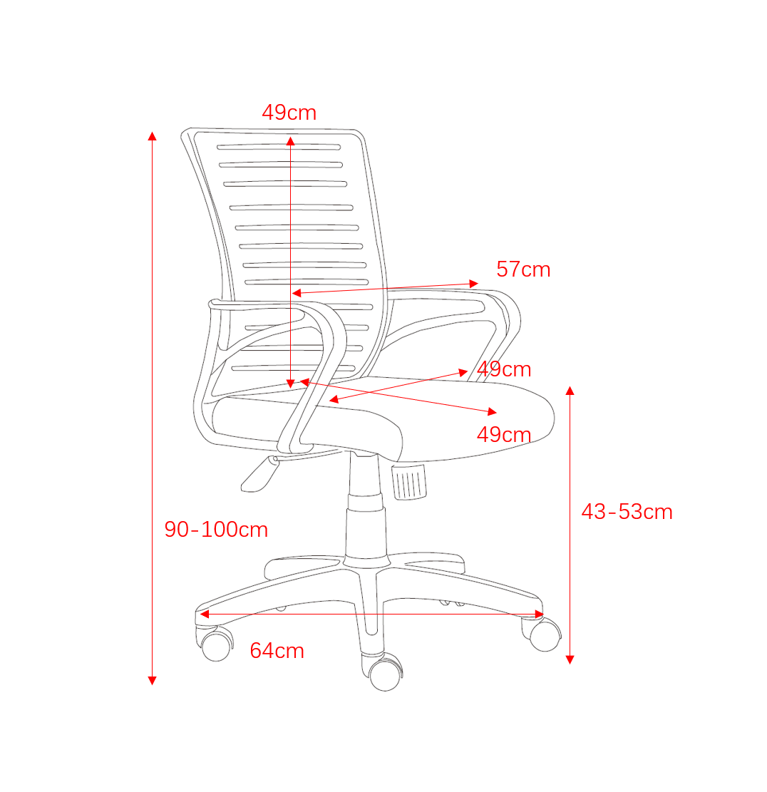 Loft Home Office Study Chair With Arms, Orange Mesh Back, Black Fabric Seat & Black Base Black Orange (DHD) Image 5