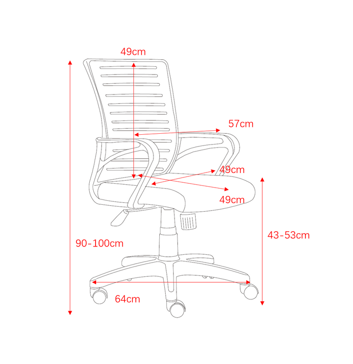 Loft Home Office Study Chair With Arms, Orange Mesh Back, Black Fabric Seat & Black Base Black Orange (DHD) Image 5