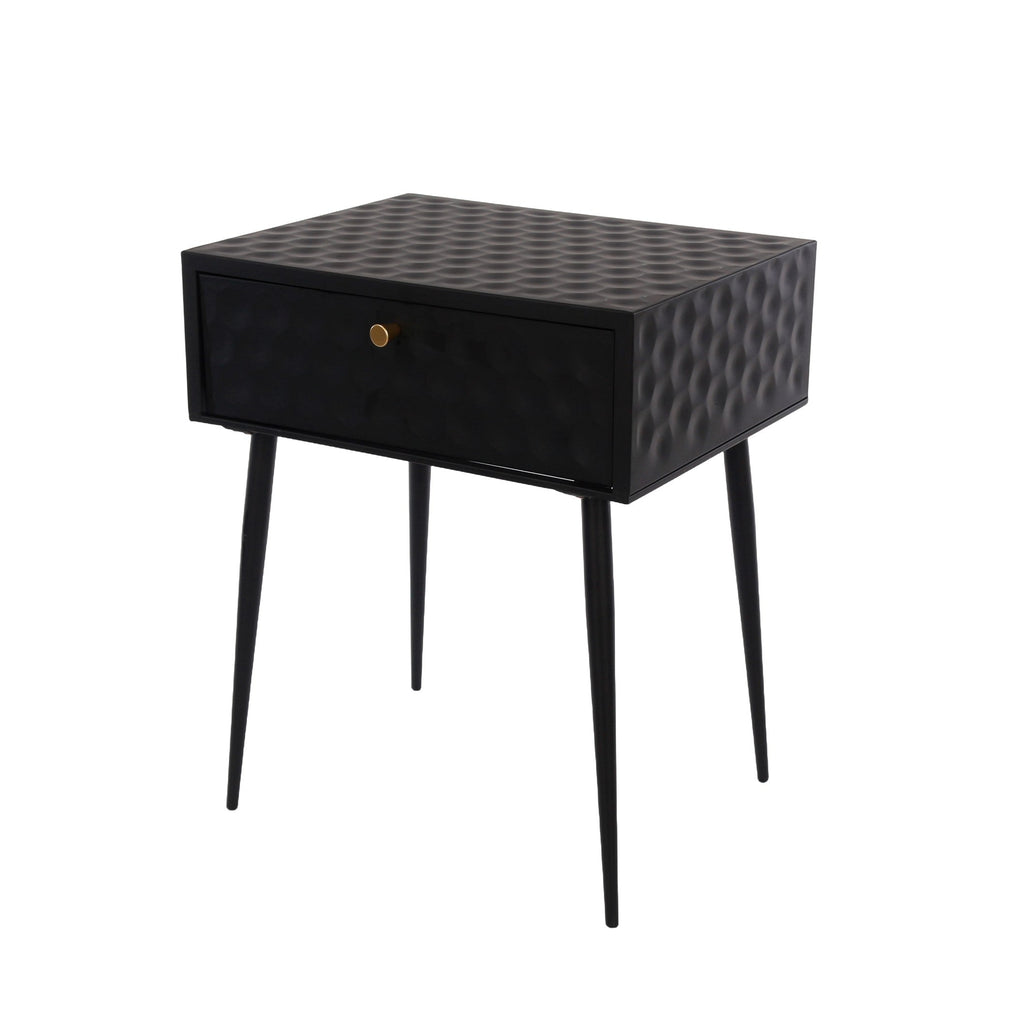 Options Saturn Metal 1 Drawer Bedside Cabinet, Black With Gold Handle  Black Gold (Self Assembly) (DHD)