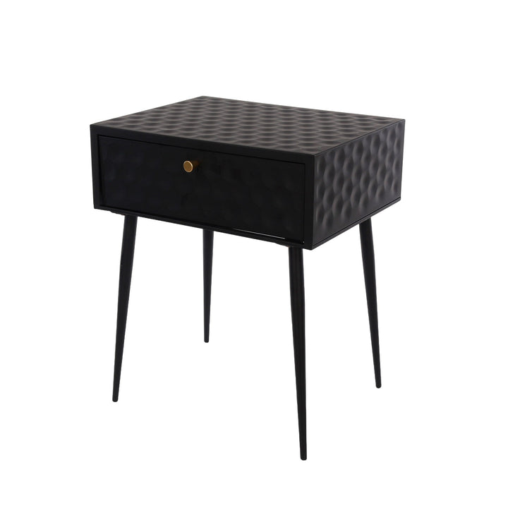 Options Saturn Metal 1 Drawer Bedside Cabinet, Black With Gold Handle  Black Gold (Self Assembly) (DHD)
