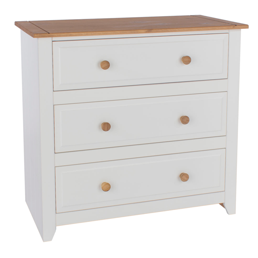 Capri 3 Drawer Chest White Antique Waxed Pine (DHD) Image 3