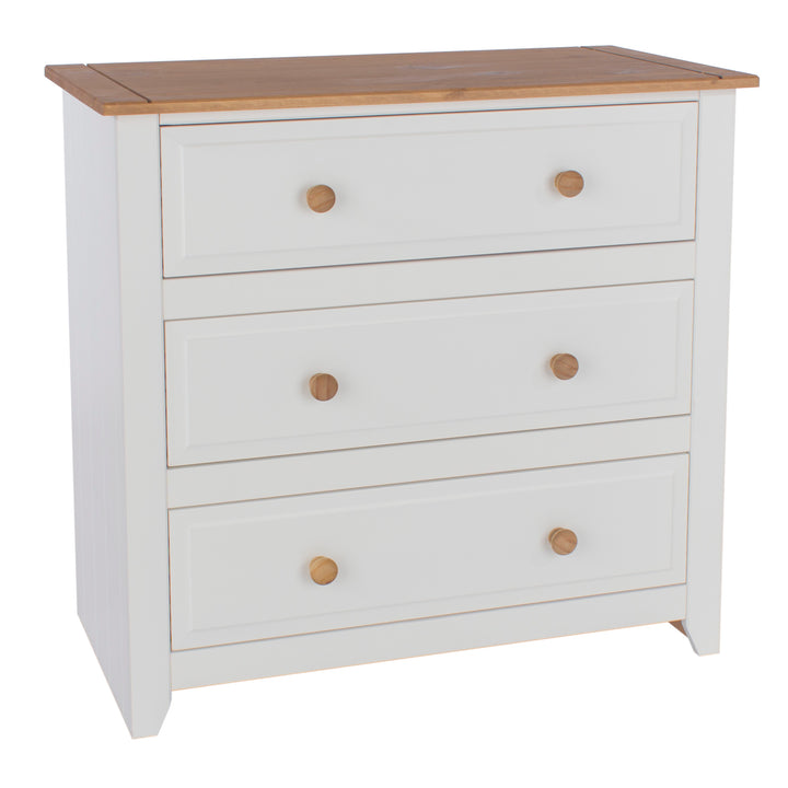Capri 3 Drawer Chest White Antique Waxed Pine (DHD) Image 3