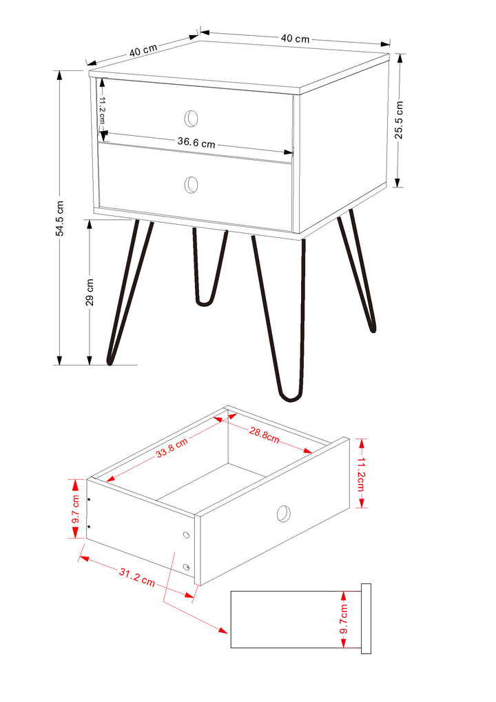 Options Blue Telford, Metal Leg 2 Drawer Bedside Cabinet Blue Black (DHD) Image 7