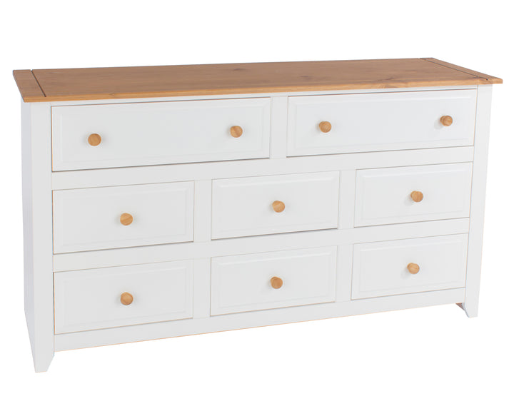 Capri 6+2 Drawer Large Chest White Antique Waxed Pine (DHD) Image 3