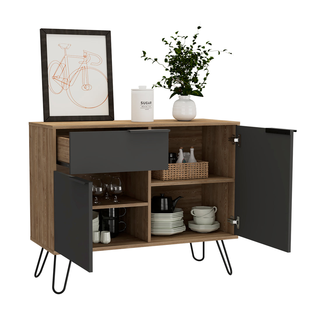 Vegas Small Sideboard With 2 Doors And Drawer Bleached Oak Grey (DHD) Image 3