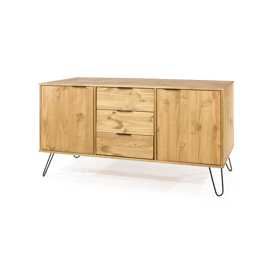 Augusta Pine Medium Sideboard With 2 Doors, 3 Drawers Antique Waxed Pine Black (DHD) Image 1