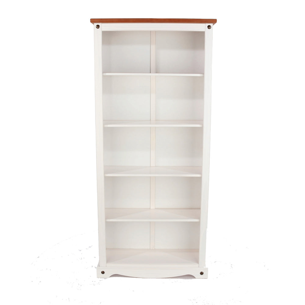 Corona White Tall Bookcase White Wax Antique Waxed Pine (DHD) Image 2