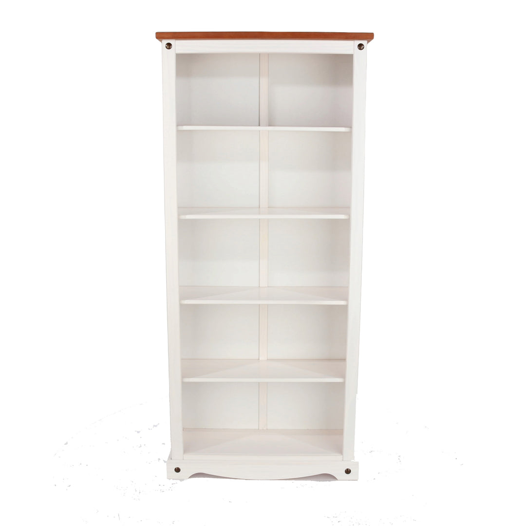 Corona White Tall Bookcase White Wax Antique Waxed Pine (DHD) Image 2