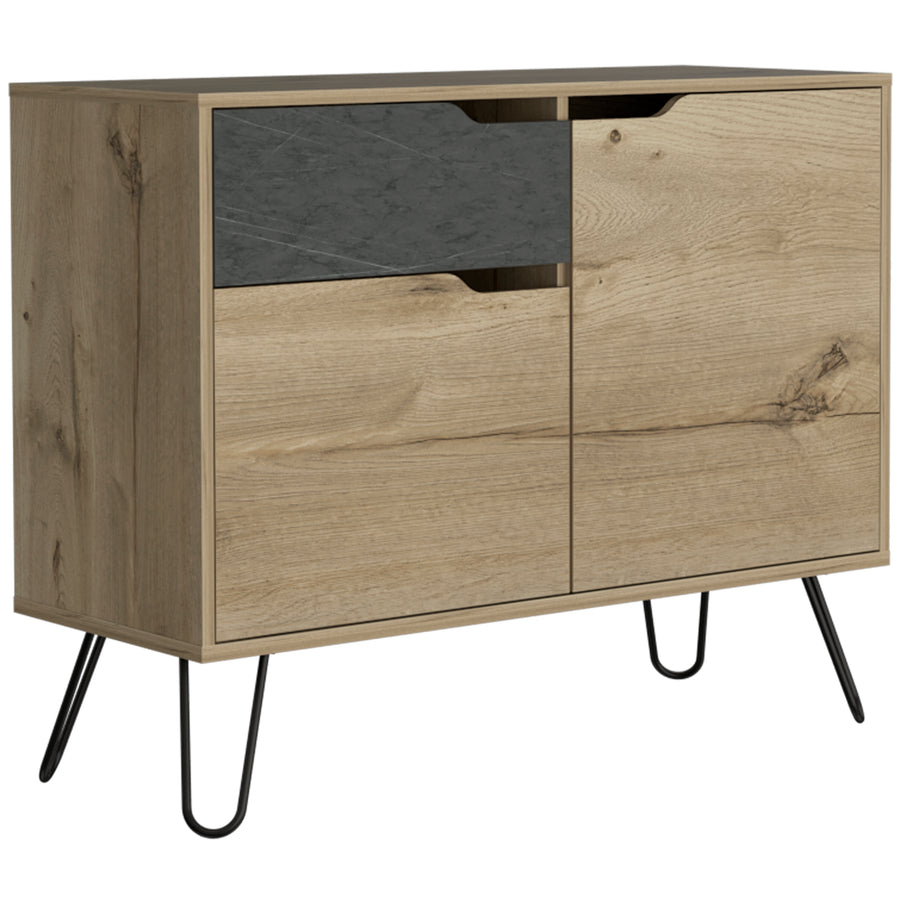 Manhattan Small Sideboard With 2 Doors & 1 Drawer  Bleached Pine Grey Stone (DHD) Image 1